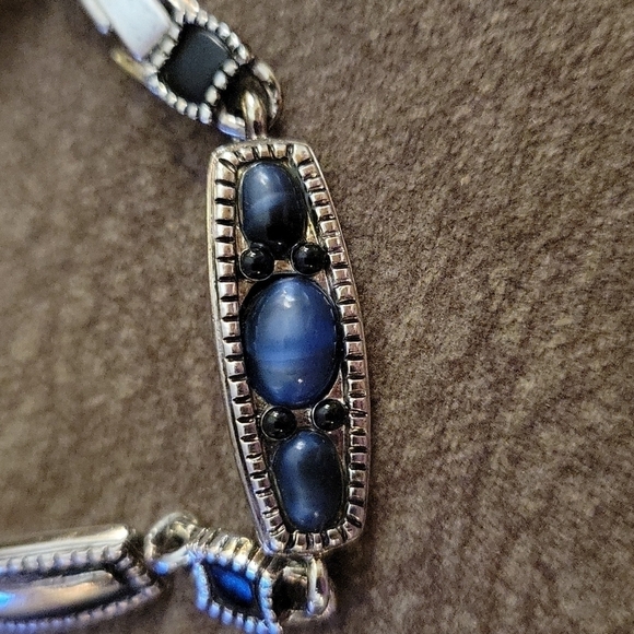 LAUREN CONRAD Western Rectangle Link Blue Cabochon Bracelet - Picture 7 of 8